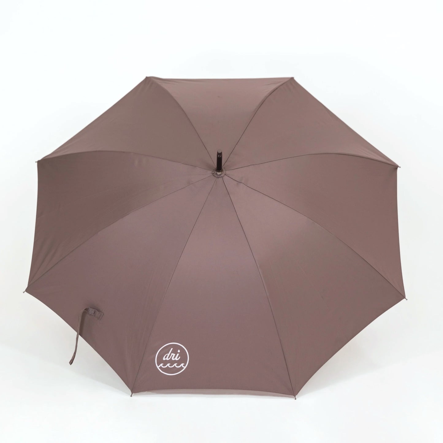 gray umbrella with a brand logo on a white background