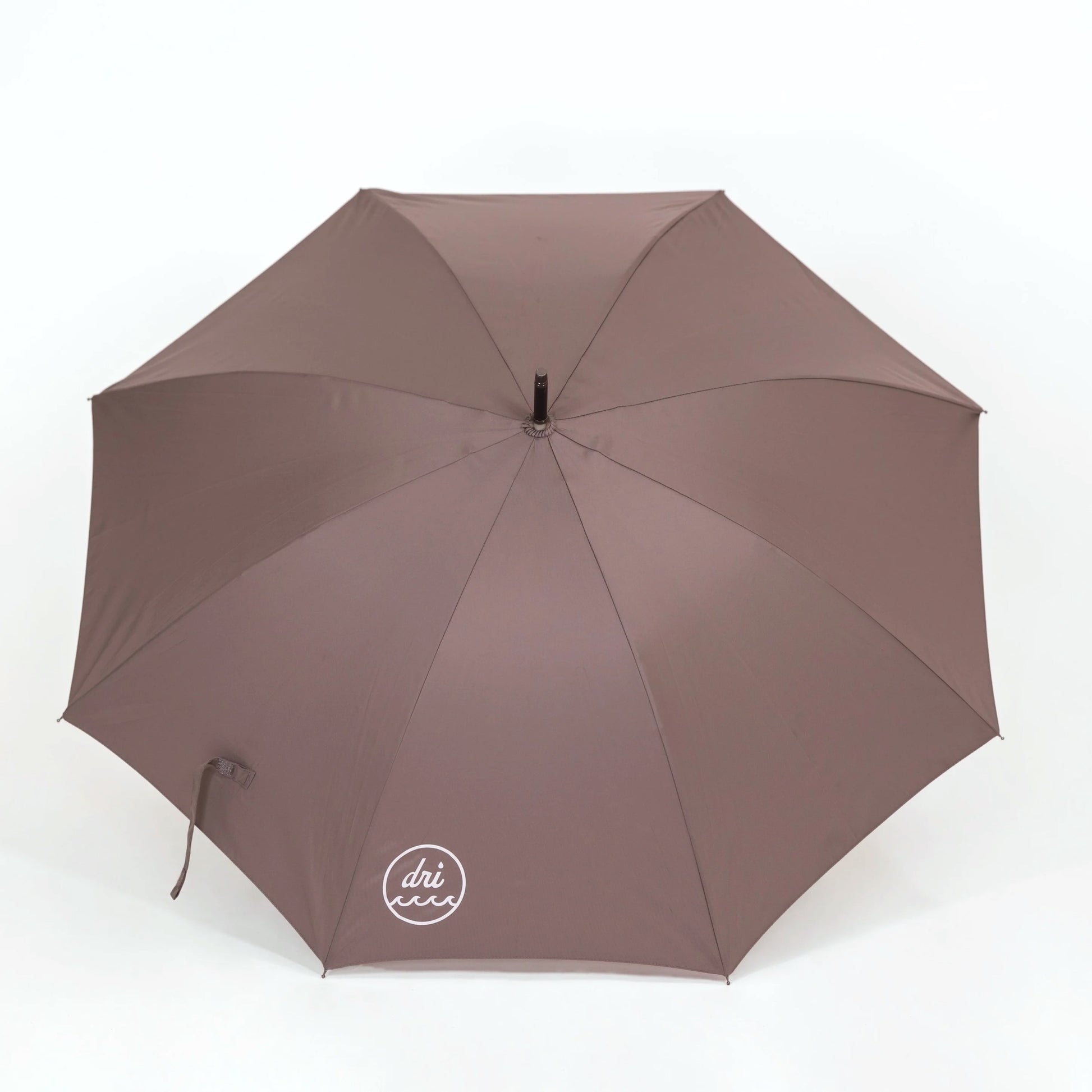 gray umbrella with a brand logo on a white background
