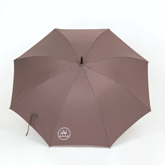 gray umbrella with a brand logo on a white background